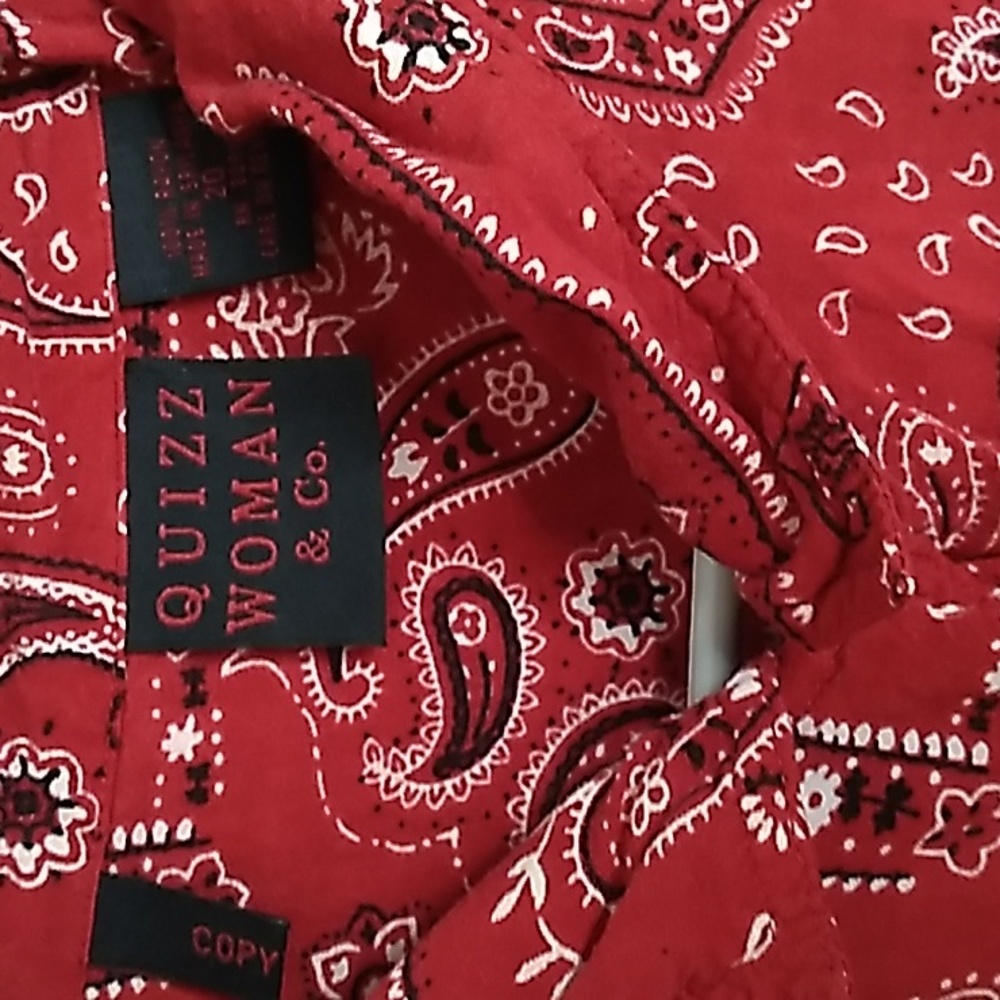 Vintage Quizz & Co Woman Bandana Top Button Up sz 20 or XL - Picture 2 of 4